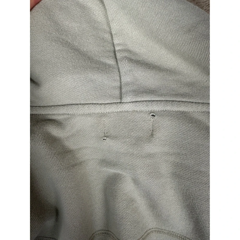John Elliott Men Villain Side Zip Hoodie Sage Green Cotton French Terry Made USA
